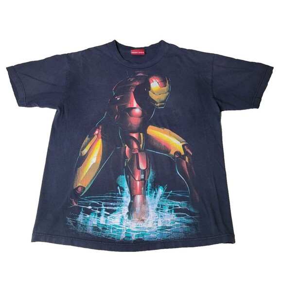 2008 Marvel Movie Promo Iron Man L Black T Shirt Superhero Tony Stark - Picture 1 of 13
